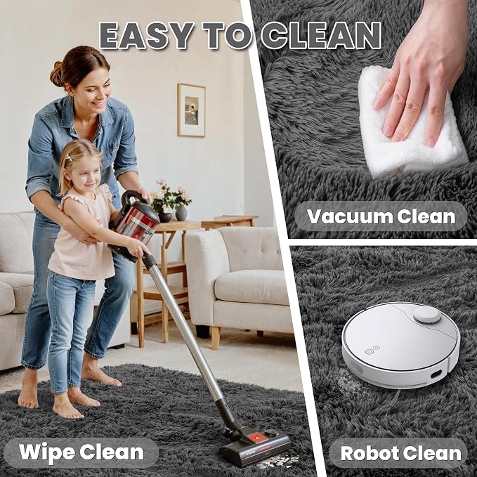 4x6 Area Rugs for Living Room Rug: Soft Fluffy Shag Gray Rugs for Bedroom, Non-Slip Large Fuzzy Plush Rug Indoor Floor Carpet for Nursery Kids Boys Girls Room, Dorms, Playroom, Modern Home Decor