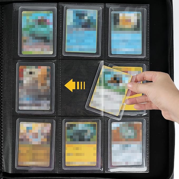 GERMUN Toploader Binder, Holds 324 Toploaders, 9 Pocket Top Loader Binders with Sleeves for 3 x 4'' Toploaders, Double-Sided Pocket Top Loader Storage Binder, Trading Card Binder - Diamond Orange