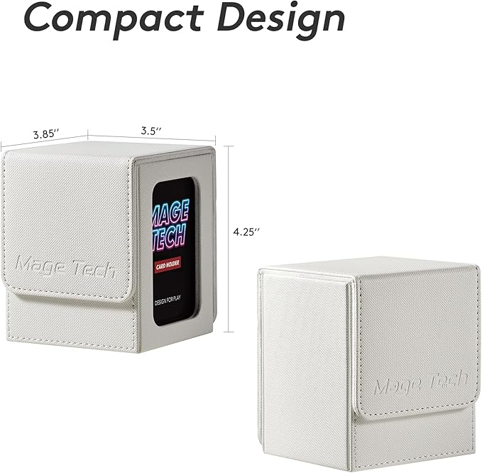 Commander Deck Box Lite - Card Display with Mini Snap Card Holder & Removable Cover, Fits 100+ Single-Sleeved Cards, Ideal for MTG, PTCG, OPCG, SWU & More (White)