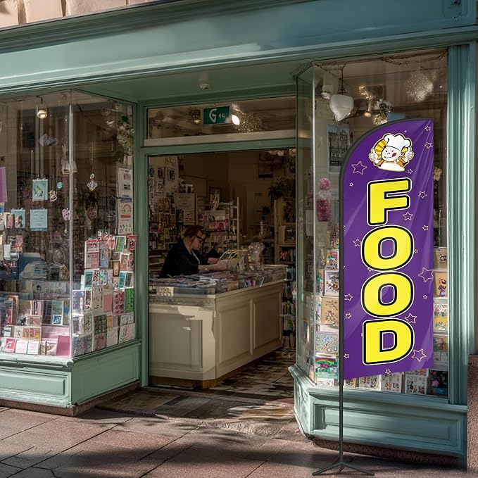 Food Feather Flag for Storefronts Fairs,6 FT (Flagpole Not Included) | Business Advertising Flag