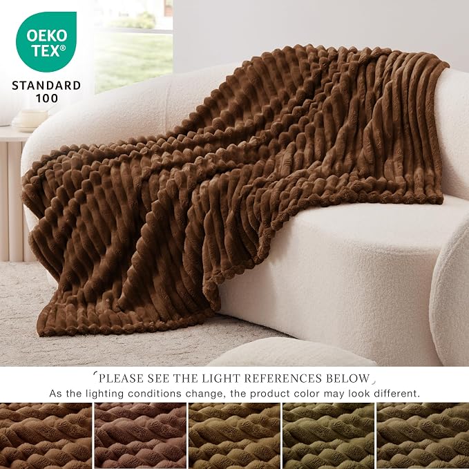 EXQ Home Gentle Soft Fleece Throw Blanket – Cozy Lightweight Blanket for Couch Bed – All-Season Warm Fuzzy Flannel Blanket for Women Mom Her – Gifts for Birthday(90"x108",Brown)