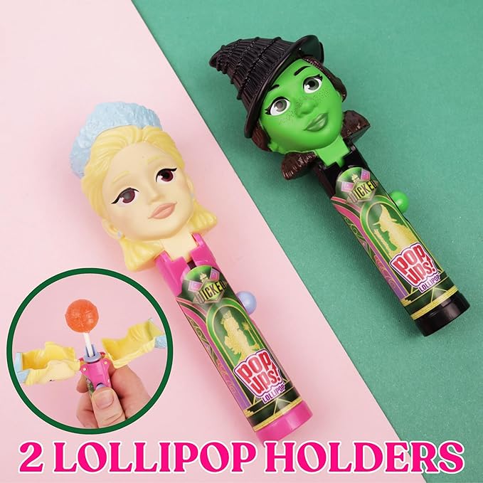 Limited Edition Wicked Pop Ups Gift Set, Individually Wrapped Suckers with Character Lollipop Holders, Artificial Dye Free, Strawberry Flavored, 1.41 Ounces