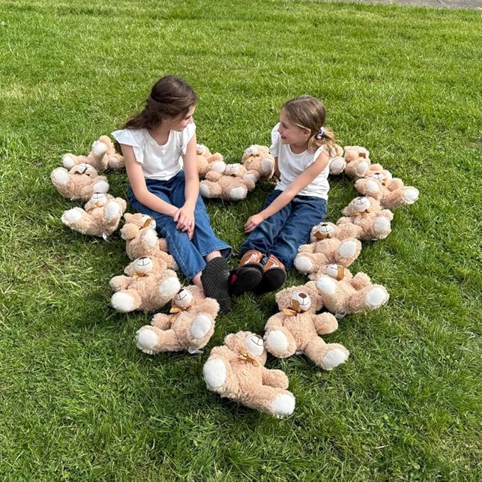 MaoGoLan 7Pcs Bulk Teddy Bears Stuffed Animals Baby Shower, Soft Small Stuffed Bears in Bulk, 13.5" Cuddly Mini Teddy Bears Centerpiece,Wedding,Party,Engagement