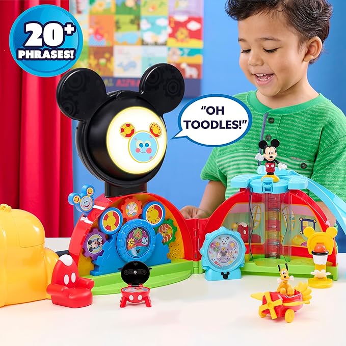 Disney Jr. Mickey Mouse Deluxe Clubhouse Playset,16-Piece Playset with Interactive Lights, Sounds & Elevator, Includes Mickey, Minnie & Donald Figures, Ages 3 and Up