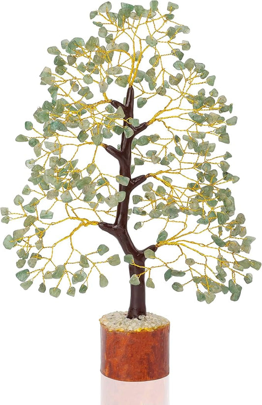 "Green Jade Chakra Tree of Life Crystal Tree for Positive Energy, Feng Shui Home Decor - Handmade Gemstone Tree, Money Tree Bonsai - Green Healing Crystals, Wealth & Good Luck Stones Spiritual Gift"