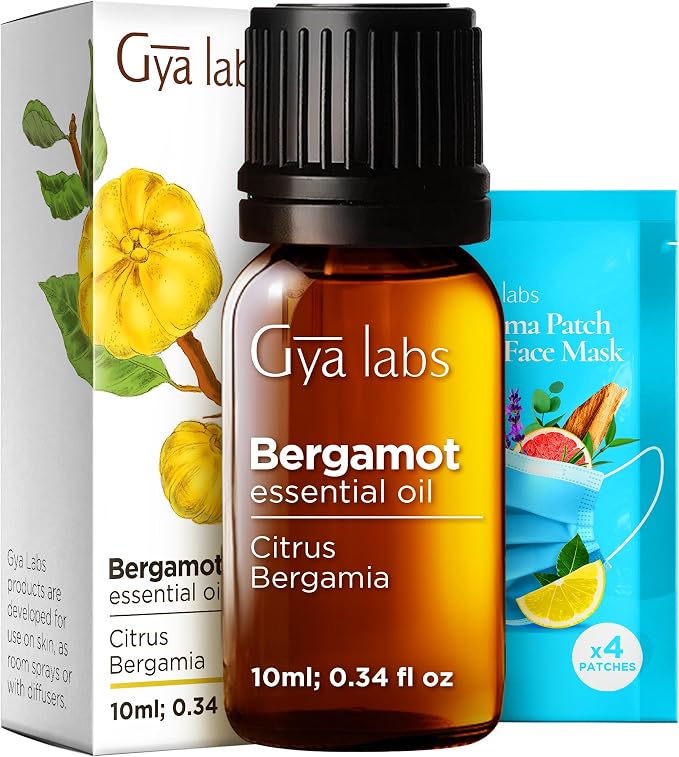 Sandalwood Essential Oils for Diffuser & Bergamot Oil for Hair Set - Aromatherapy Grade Essential Oils Set - 2x0.34 fl oz - Gya Labs