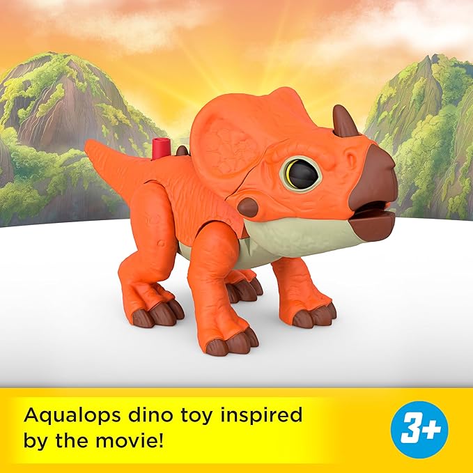 Fisher-Price Imaginext Jurassic World Dinosaur Action Figure with Kid-Activated Motion & Growing Spikes, 7.75-inch Aquilops Dino Toy