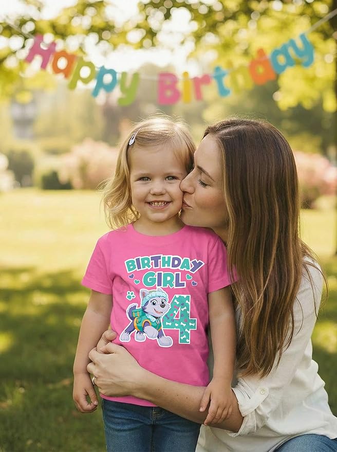 Skye Paw Patrol 4th Birthday Girl Shirt for 4 Year Old Girls - Pup-Themed Party Toddler T-Shirt