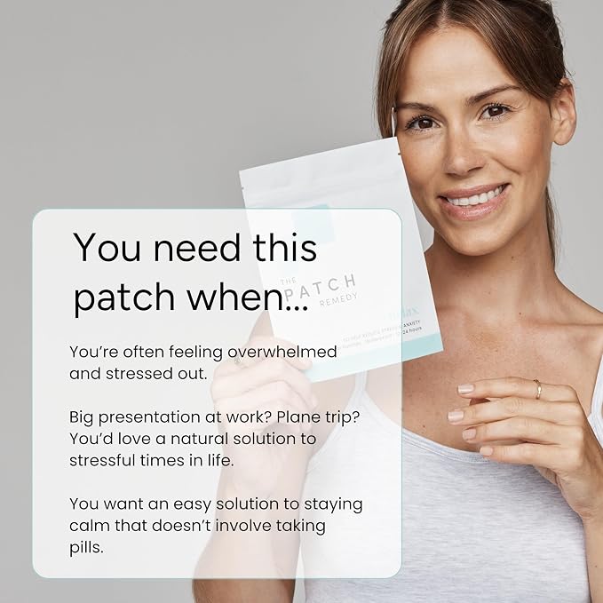 The Patch Remedy Relax Patch | L-Theanine, Lemon Balm, Valerian, Ashwagandha, Passionflower | 30 Patches