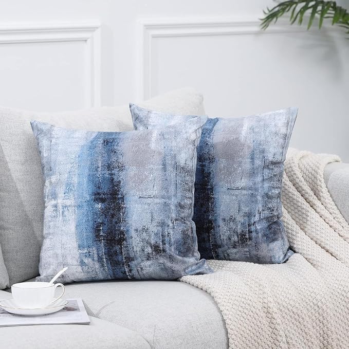 Throw Pillow Covers for Couch, 20x20 Inch, 2 Pack, Blue Grey | Decorative Throw Pillow Covers Cushion Covers for Couch Bedroom Sofa Living Room