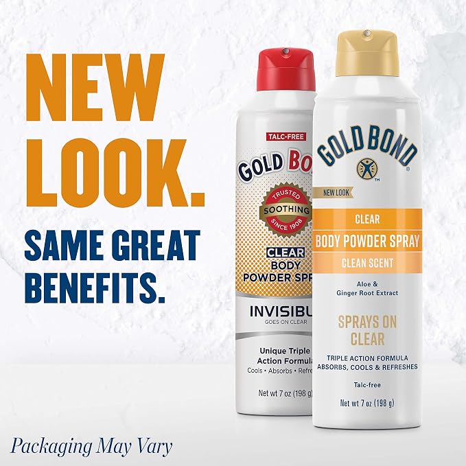 Gold Bond No Mess Clear Invisible Body Powder Spray, 7 oz., Absorbs Odor-Causing Sweat (Pack of 2)