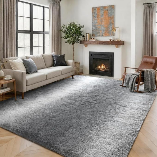 5x7 Feet Area Rugs for Living Room, Gradient Grey Plush Fluffy Shaggy Bedroom Rugs Non-Slip, Ultra Soft Carpet for Nursery Kids PlayRoom Dorm Office Indoor