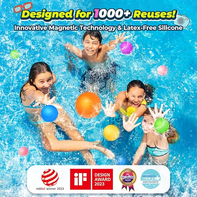 Reusable Water Balloons, Water Bombs Splash Ball, Magnetic Water Ball for Outdoor Games, Summer Party(8Pcs)