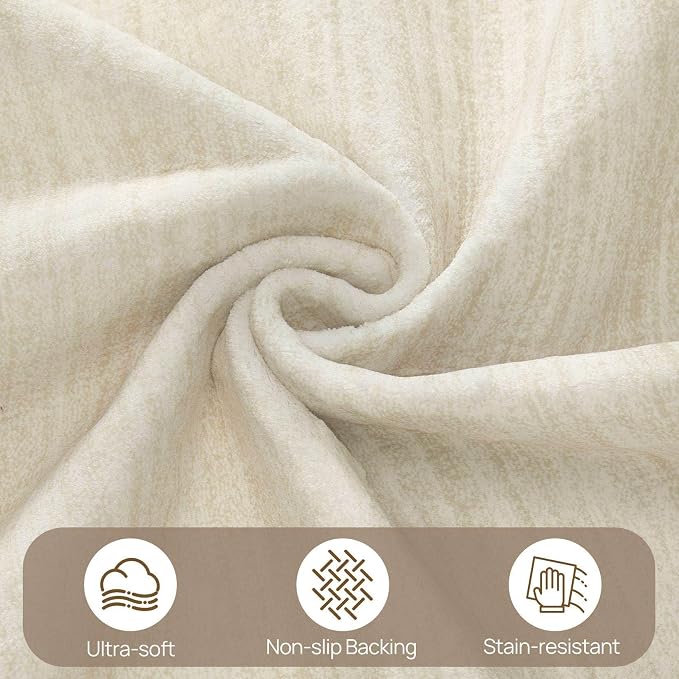 UERMEI 7x9 Washable Area Rug - Neutral Modern Abstract Living Room Rugs, Non-Slip Soft Large Indoor Floor Carpet for Bedroom Home Office & Under Dining Table Decor, Brown/Beige