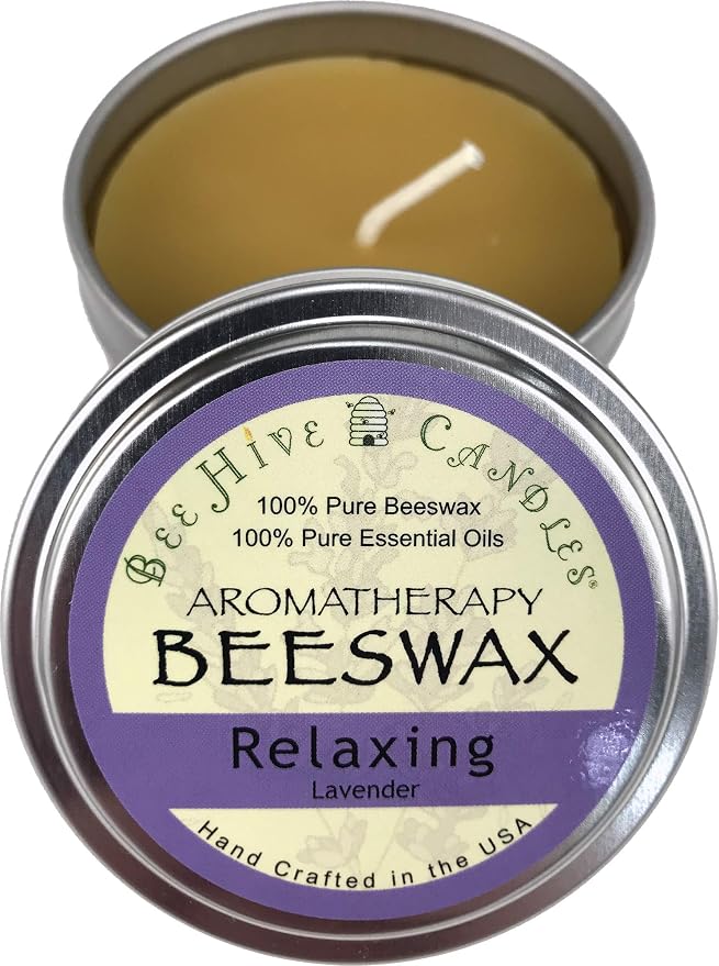 Bee Hive Candles Aromatherapy Beeswax Travel Tin (Relaxing, 6oz)