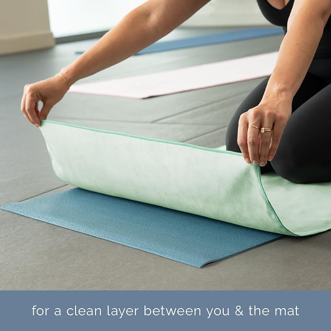 S&T INC. Aura Yoga Mat Towel, Quick Dry Towel, Soft and Absorbent for Gym, Pilates, and Hot Yoga Mat, 1 Pack, 26.5 inches x 72 inches, Microfiber, Sage Green