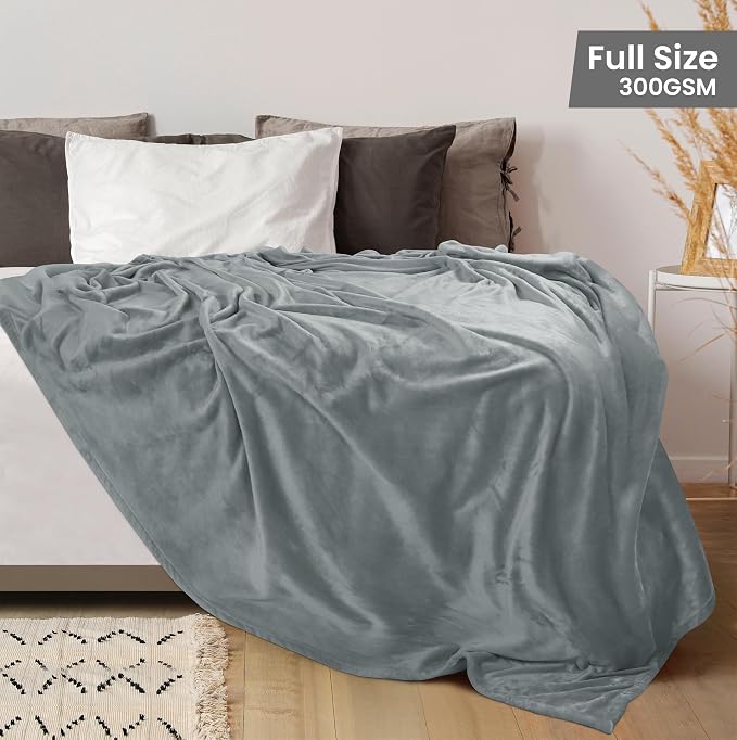 Utopia Bedding Soft Fleece Bed Blanket Full Size Ash Grey (90x84 Inch) | Microfiber Plush Warm Lightweight Breathable Cozy Blanket Anti-Static, All Season Use, Gift for Women and Men