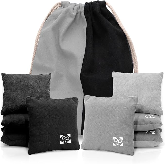 Professional Cornhole Bags - Set of 8 Regulation All Weather Double Sided - Sticky Side/Slick Side Bean Bags for Pro Corn Hole Game