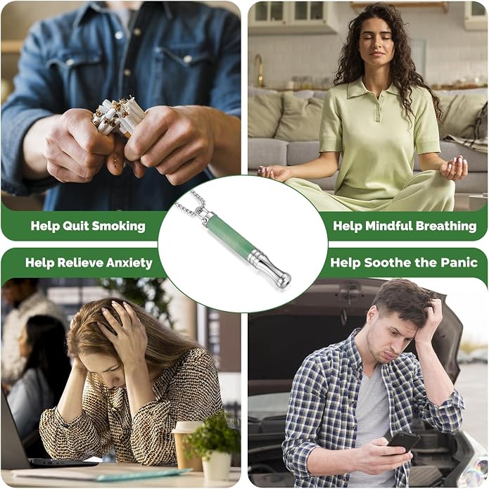 Breathing Necklace, Natural Stone Breathe Free Necklace Classic Shift for Stress Relief, Anxiety Necklace Mindful Breathefree Tool for Calm, Portable Wellness Gift for Adults