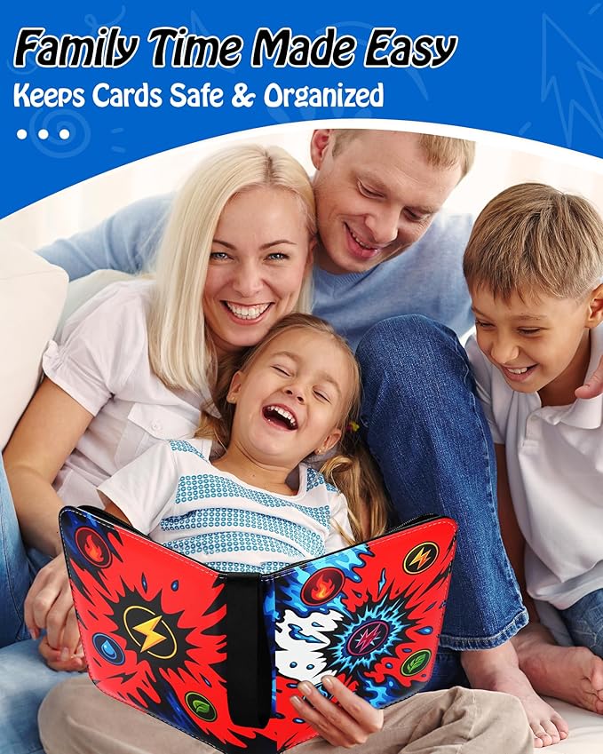 Trading Card Binder, 9-Pocket, Holds 1080 Cards, 120 Pages Side-Loading Card Album, PU Leather, Acid-Free Archival Sleeves, Durable Organizer for MTG, TCG & Sports Cards, Gift for Kids, Boys and Girls