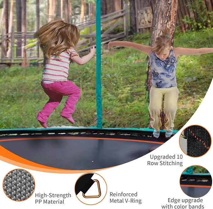 Trampoline Mat Replacement，12.56FT Diameter Mat with 72 Rings，Fits 14FT Steel Frame,Fits 5.3"-5.7" Springs， Excluding Springs and Frame