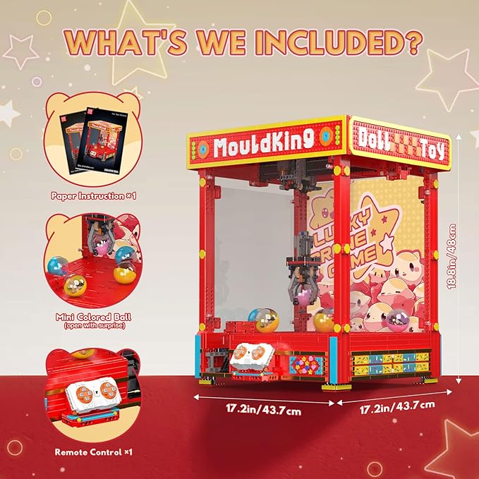 Mould King Claw Machine for Kids, Claw Machine Toys Building Set, Vending Machine with Building Toy Balls, 2922 PCS Birthday Gifts for Girls Age 8-12