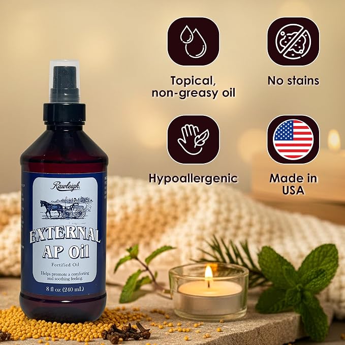 Rawleigh External AP Oil Spray: 8 fl oz, Fast-Acting Massage Oil, Soothe Tired, Sore and Aching Muscles, Fast-Absorbing, Methyl Salicylate, Clove & Peppermint Oils, Non-Greasy - Pack of 3