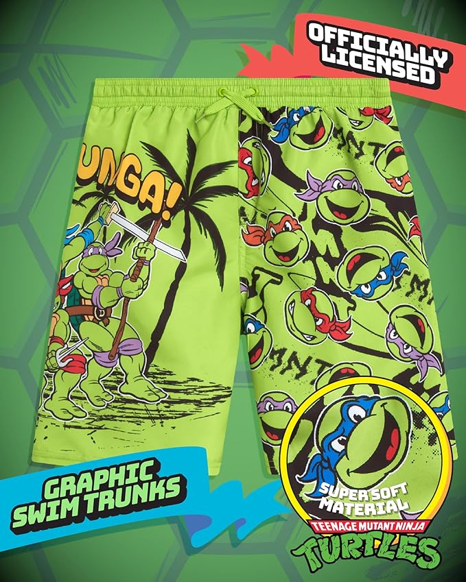 Nickelodeon Boys Swim Trunks - Paw Patrol TMNT Quick Dry Graphic Boys Swim Shorts for Toddler and Little Boy