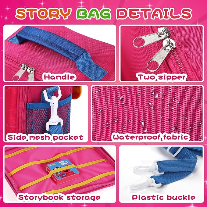Storage Case for Little Tikes Story Dream Machine Books Starter Set, Toys Storage Holder Travel Case for Many Story Collection, Storytime/Little Golden Book Accessories, Pink, 8.6x8.2x5.5