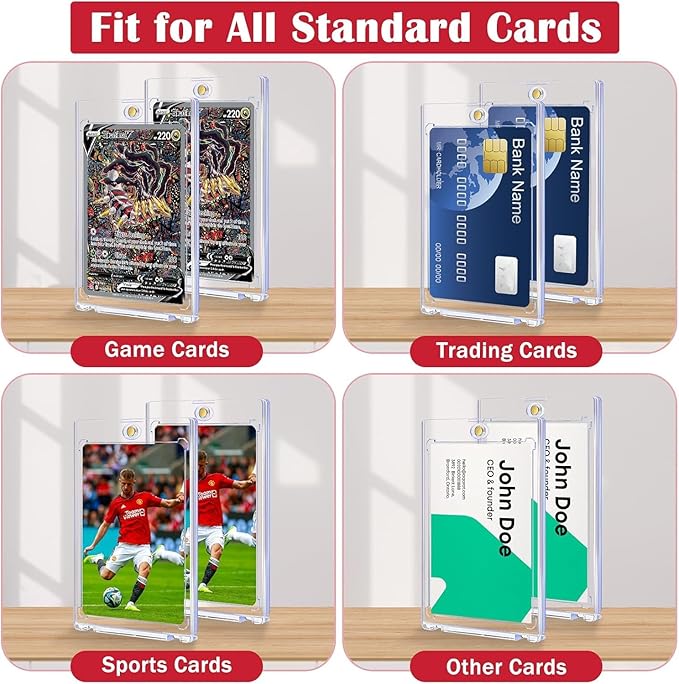 50ct Magnetic Card Holders for Trading Cards, 35pt Hard Cards Sleeves Case, One Touch Card Holder Fit for MTG Cards, Sports Cards, Baseball Cards, Game Cards, Toploaders, Standard Cards Display