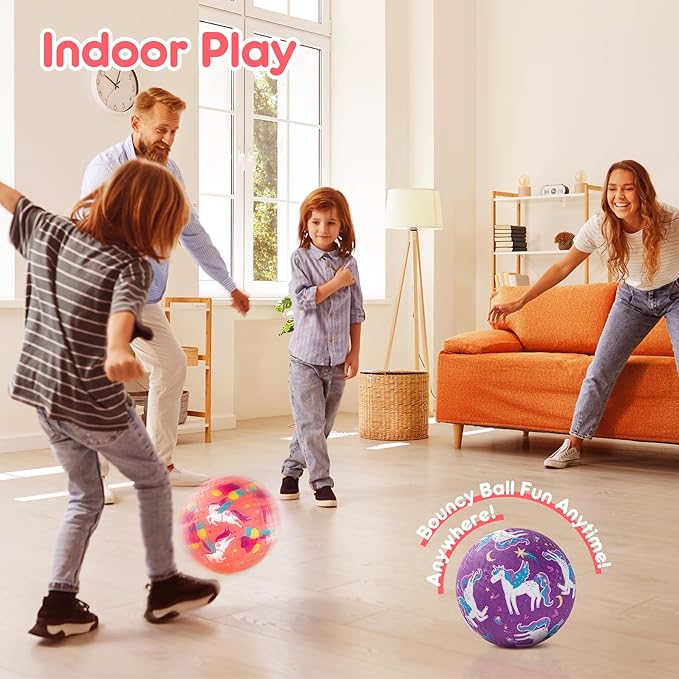 U&C Planet 2 Pack Playground Balls for Toddler Kids, 6 inch 8.5 inch Cartoon Rubber Balls with Pump, Dodgeball Kickball for Outdoor & Indoor Game, Great Gift for Boys Girls Aged 1 and Above