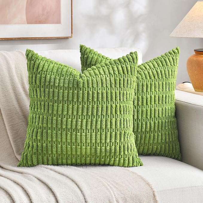 Fancy Homi 4 Packs Decorative Throw Pillow Covers for Living Room Couch Bed, Modern Farmhouse Boho Home Décor Accent Cushion Case, 14" x 14", Lime Green