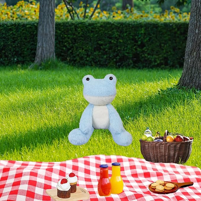 Light Blue Frog Plush Stuffed Animal, Cute Furry Frog Toy, Soft Cuddly Plushie Hugger Toy for Boys Girls, Gifts for Kids or Girlfriend, 8.5 Inches