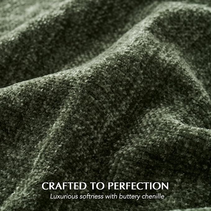Chenille Knit Throw Blanket for Couch, 60"x80", Olive Green | Cozy Plush Fuzzy Knittd Throw with Tassels, Lightweight, Decorative, Farmhouse Decor, Ideal for Bed Sofa Gift, All Seasons