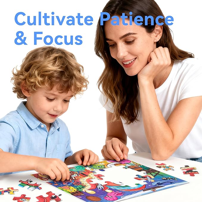Dotimo 4-Pack Ocean Animal Puzzles for Kids Ages 3-5, Progressive Learning Puzzles with Storage Box – 24/30/35/48 Piece Educational Games for Toddlers, Family Activities & Gifts