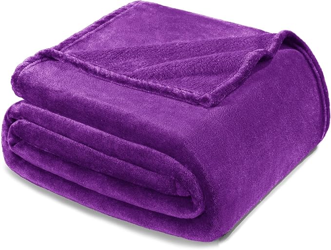 Exclusivo Mezcla Soft Large Fleece Throw Blanket for Couch, Purple | 50x70 Inches, Double-Sided Brushed Flannel, Lightweight Plush Cozy Blanket for Home Decor, All Season, Machine Washable