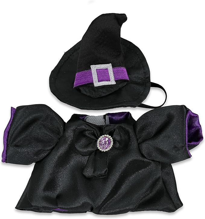 DolliBu Witch Stuffed Animal Dress Up Set - Halloween Costume Outfit with Hat and Dress - Spooky Pretend Play Accessories for Teddy Bears – Small for 5 to 7 Inch Plush Toys