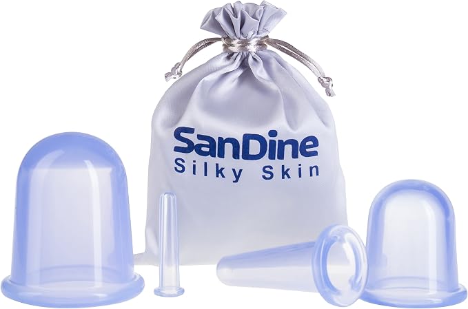 Body Cupping Therapy Sets - Sandine Face Cupping Set - Facial Cupping System - Silicone Massage Cups - Cupping for Cellulite Kit - Ideal to Shape Your Cheeks, Chin by Sandine (Blue)