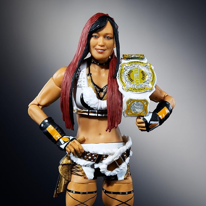 Mattel WWE Elite Action Figure & Accessories, 6-inch Collectible Iyo Sky with 25 Articulation Points, Life-Like Look & Swappable Hands