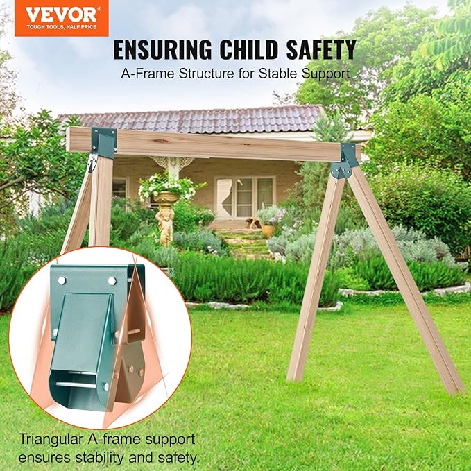 VEVOR A-Frame Middle Swing Set Brackets, Heavy Duty Carbon Steel Swing Set Hardware with Mounting Hardware, DIY Swing Set Bracket Swing Set Kit for 4x4 Legs & 4x6 Beam, Green (2 pc)
