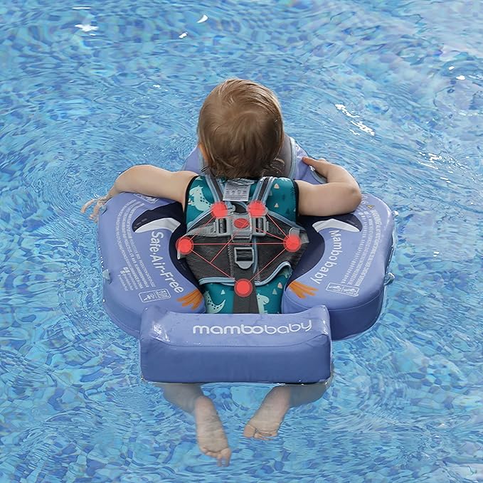 Baby Floats for Pool with Canopy Removable Sun Protection Canopy Mambobaby Float Non Inflatable Upgrade Add Tail Avoid Flip Waterproof Skin-Friendly Infant Swim Float 3-24 Months