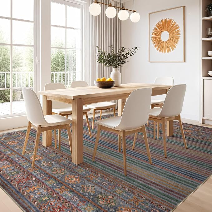 Nakagishi Boho 5x7 Area Rug Living Room Rugs Machine Washable Multi Color | Soft, Pet & Kid Friendly, Carpet for Living Room/Bedroom/Office/Kitchen/Nursery, Daily Home Decor Stain Resistant Moroccan