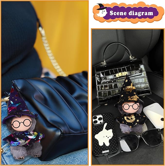 3 Pack Doll Halloween Clothes for 17 cm Plush，Cute Doll Clothes Set，Stylish Adorable Dolls Clothes Accessories for Dress up Unique Style (No Dolls, No Glasses)
