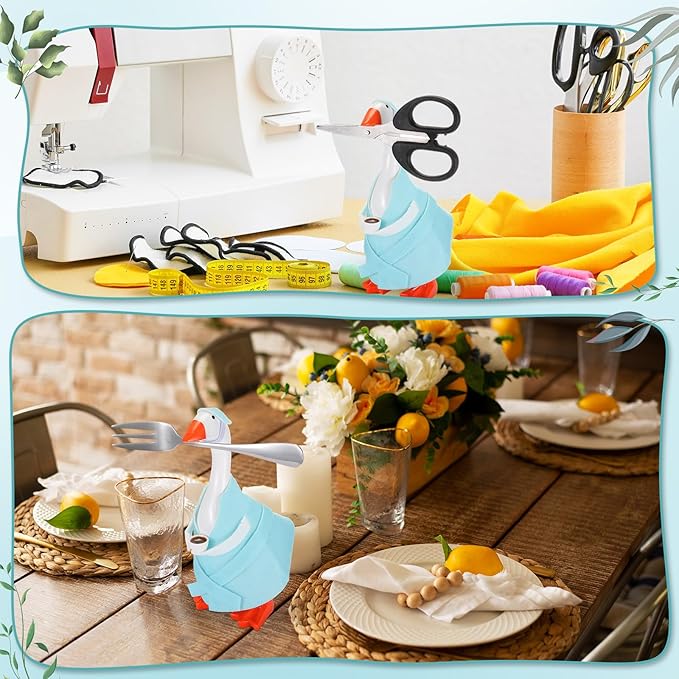 Soulchen 7" Desk Goose Tired Granny Mamma Robe Self Care Outfit Mini Desk Geese Cute Costume for Geese Figurine Desktop(Blue)