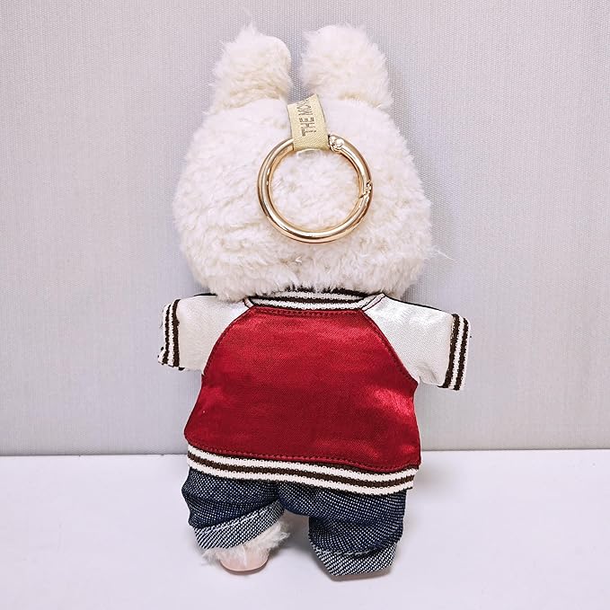 Doll Outfit Set for 17cm Dolls, 4 Piece Clothes Set for Labubu, Premium Fashion Clothes for Labubu Dolls Accessories Suit,Baseball Jacket+Jeans+Canvas Shoes+Glasses
