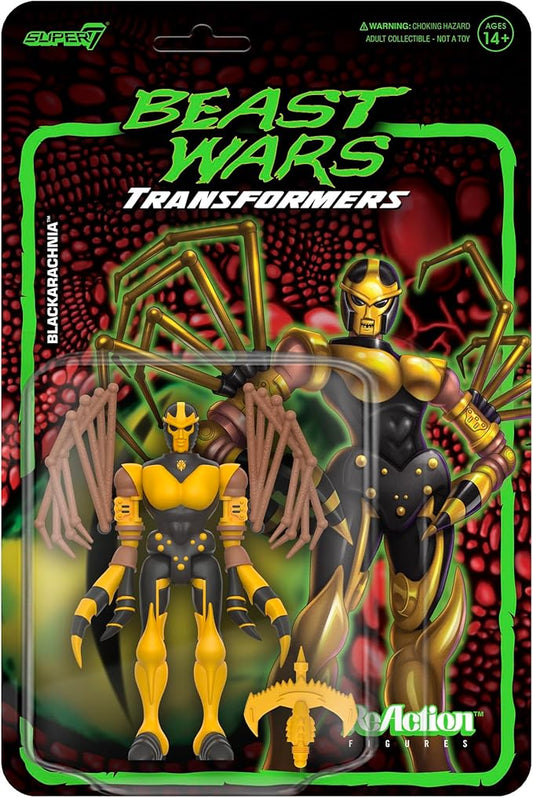 Super7 Transformers Beast Wars Blackarachnia - 4" Transformers Action Figure with Accessory Classic Cartoon Collectibles and Retro Toys