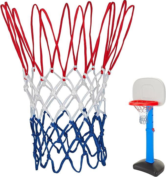 Basketball Net Compatible with Little Tikes,Professional Heavy Duty Basketball Net Replacement,Suitable for Outdoor Standard Basketball Hoop,White-Red-Blue