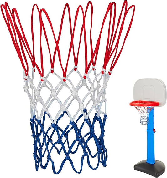 Basketball Net Compatible with Little Tikes,Professional Heavy Duty Basketball Net Replacement,Suitable for Outdoor Standard Basketball Hoop,White-Red-Blue