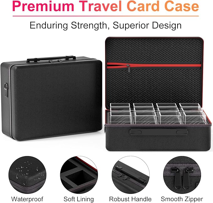 Proijeut Card Deck Box with Portable Case, 12 Pack Clear Commander Deck Box with 12 Dividers, Holds 1200+ Double Sleeved Cards, Fit for MTG, YuGiOh, TCG