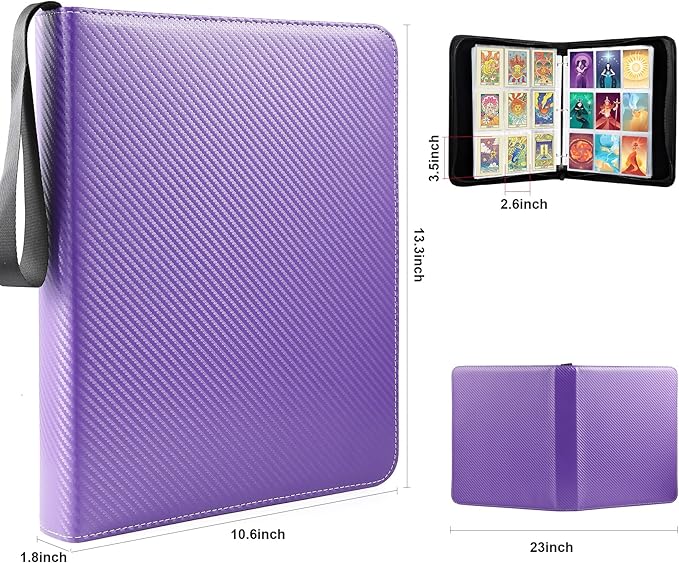 WOT I Trading Card Binder, 900 Pockets Baseball Card Binder Sleeves with Zipper, Double Sided Pockets Card Holder Carry Card Case for Baseball Card, Football Card(Purple)